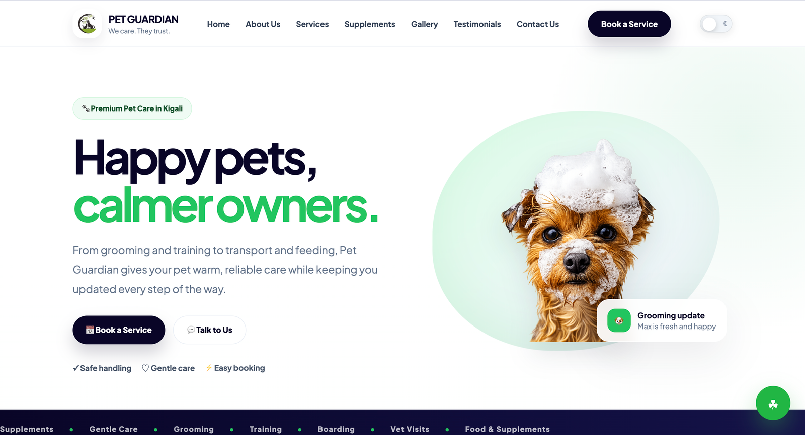 Pet Guardian website preview